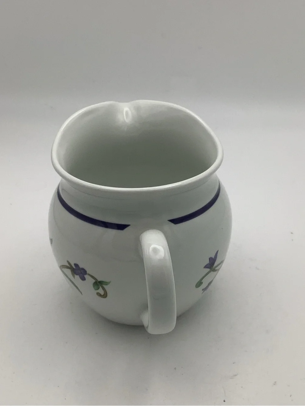 Lenox Rose Garden White Ceramic Creamer with Pink and Purple Floral Motif
